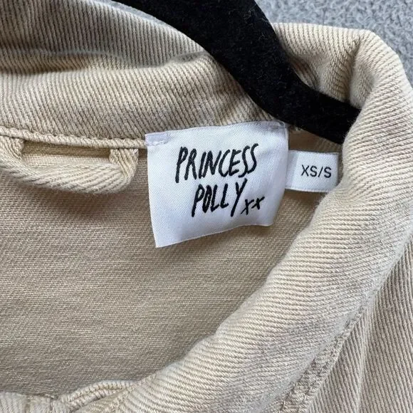 Princess Polly Western Denim Jacket Beige Size XS-S - Picture 5 of 10